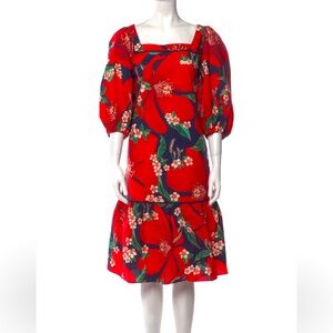 Farm Rio for Anthropologie Floral Red Dress